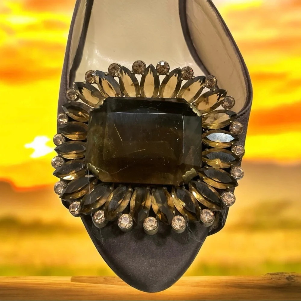 Jimmy Choo Bejeweled Brown Satin Pumps, Vintage, Excellent Condition, Sz 8.5/39 - Picture 4 of 16